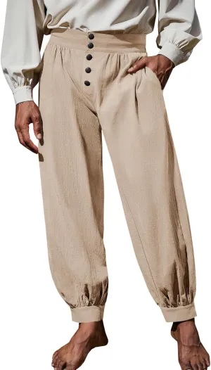 Runcati Mens Medieval Pirate Pants Renaissance Viking Knicker Colonial Halloween Cotton Gothic Costume Trousers
