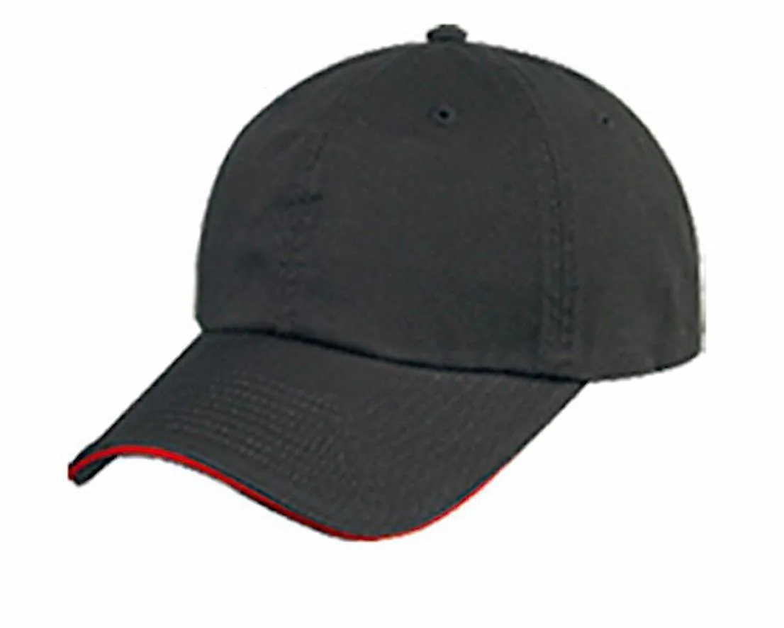 Sandwich Baseball Low Crown 6 Panel Unstructured Caps Hats 100% Washed Cotton