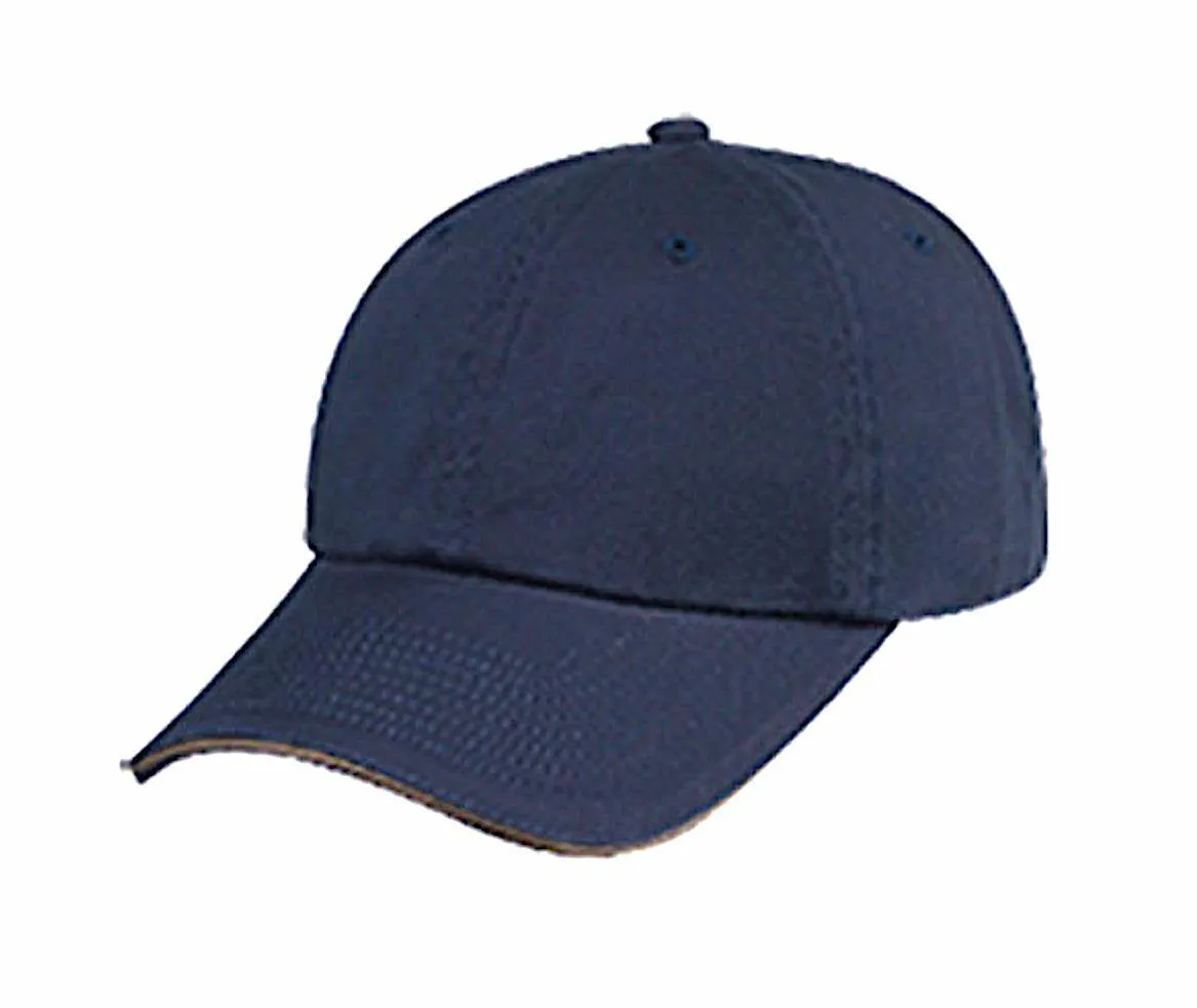 Sandwich Baseball Low Crown 6 Panel Unstructured Caps Hats 100% Washed Cotton