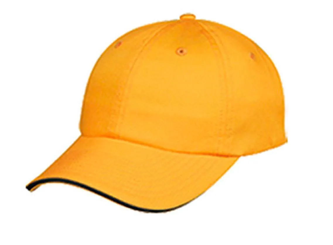 Sandwich Baseball Low Crown 6 Panel Unstructured Caps Hats 100% Washed Cotton