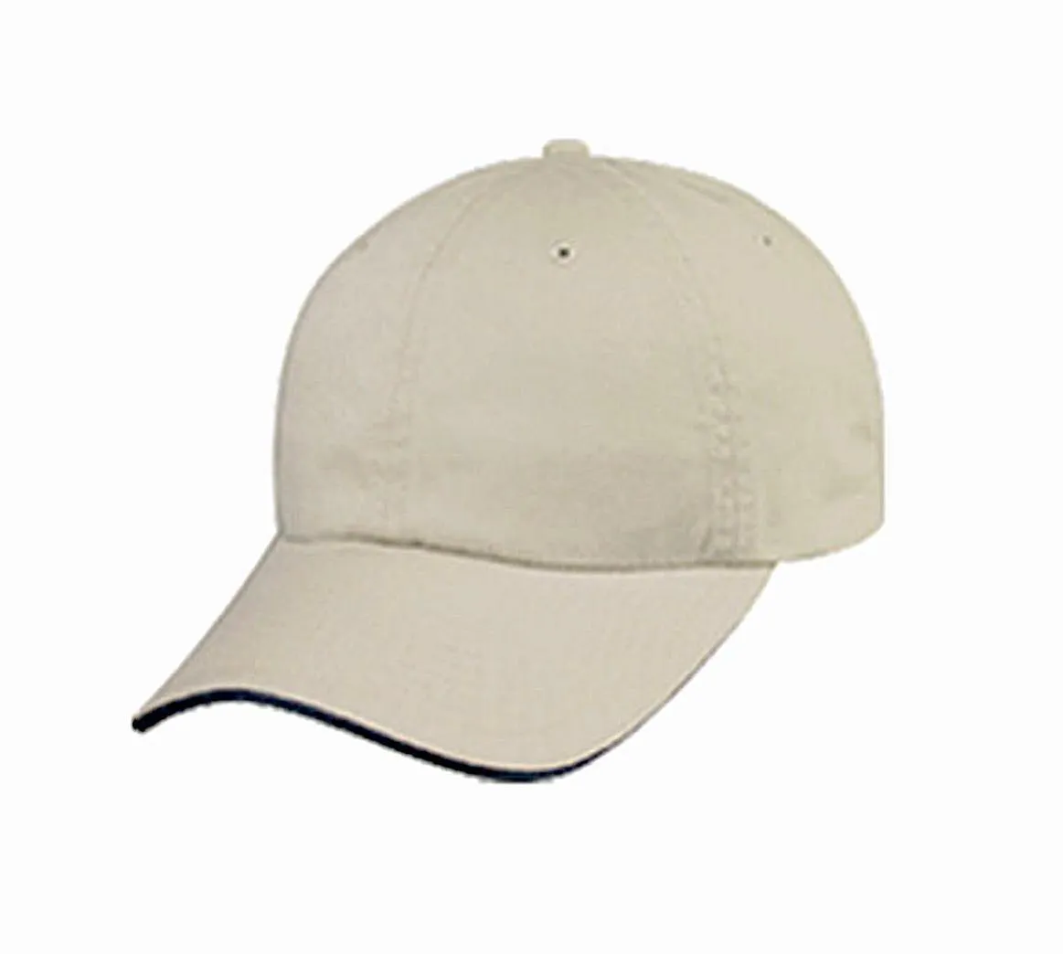Sandwich Baseball Low Crown 6 Panel Unstructured Caps Hats 100% Washed Cotton