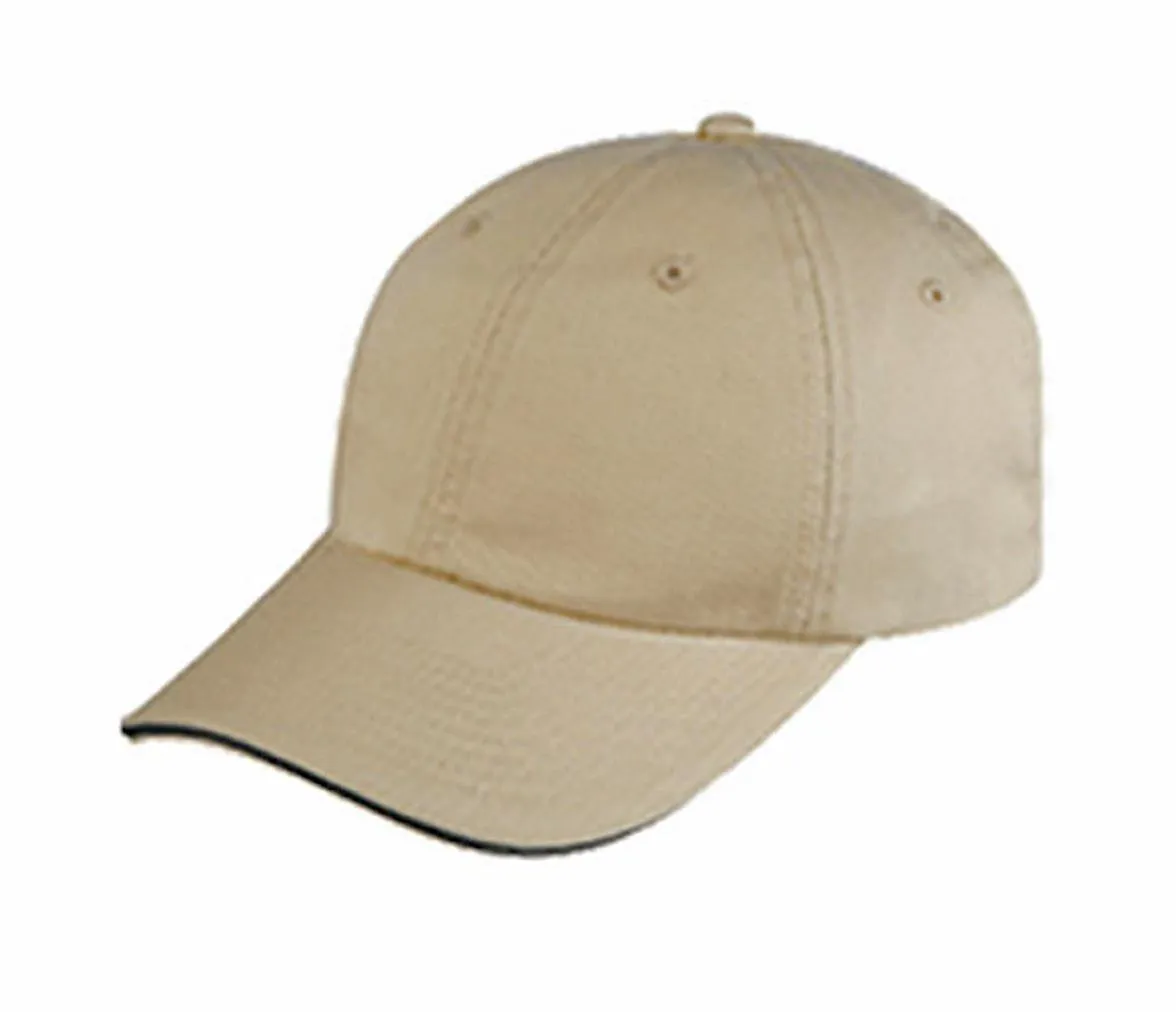 Sandwich Baseball Low Crown 6 Panel Unstructured Caps Hats 100% Washed Cotton