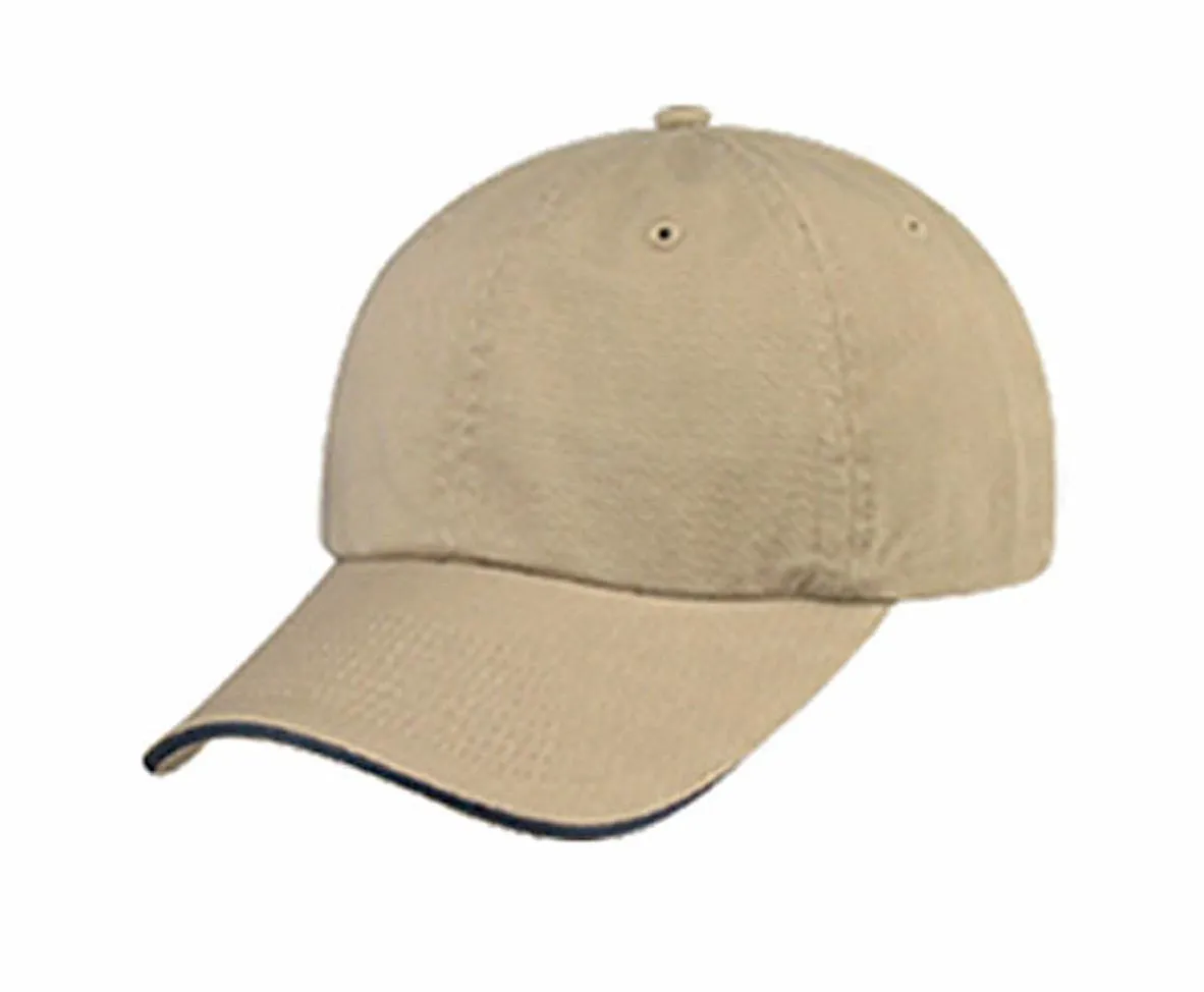 Sandwich Baseball Low Crown 6 Panel Unstructured Caps Hats 100% Washed Cotton