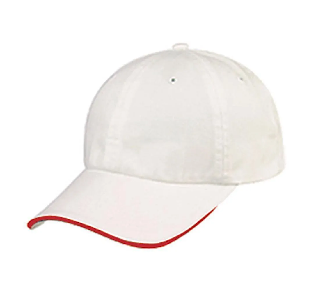 Sandwich Baseball Low Crown 6 Panel Unstructured Caps Hats 100% Washed Cotton
