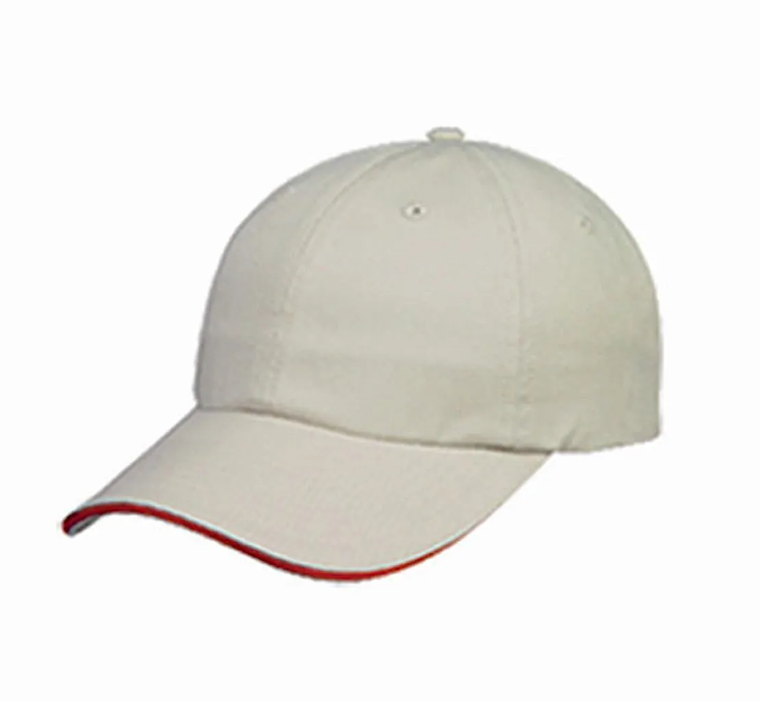 Sandwich Baseball Low Crown 6 Panel Unstructured Caps Hats 100% Washed Cotton