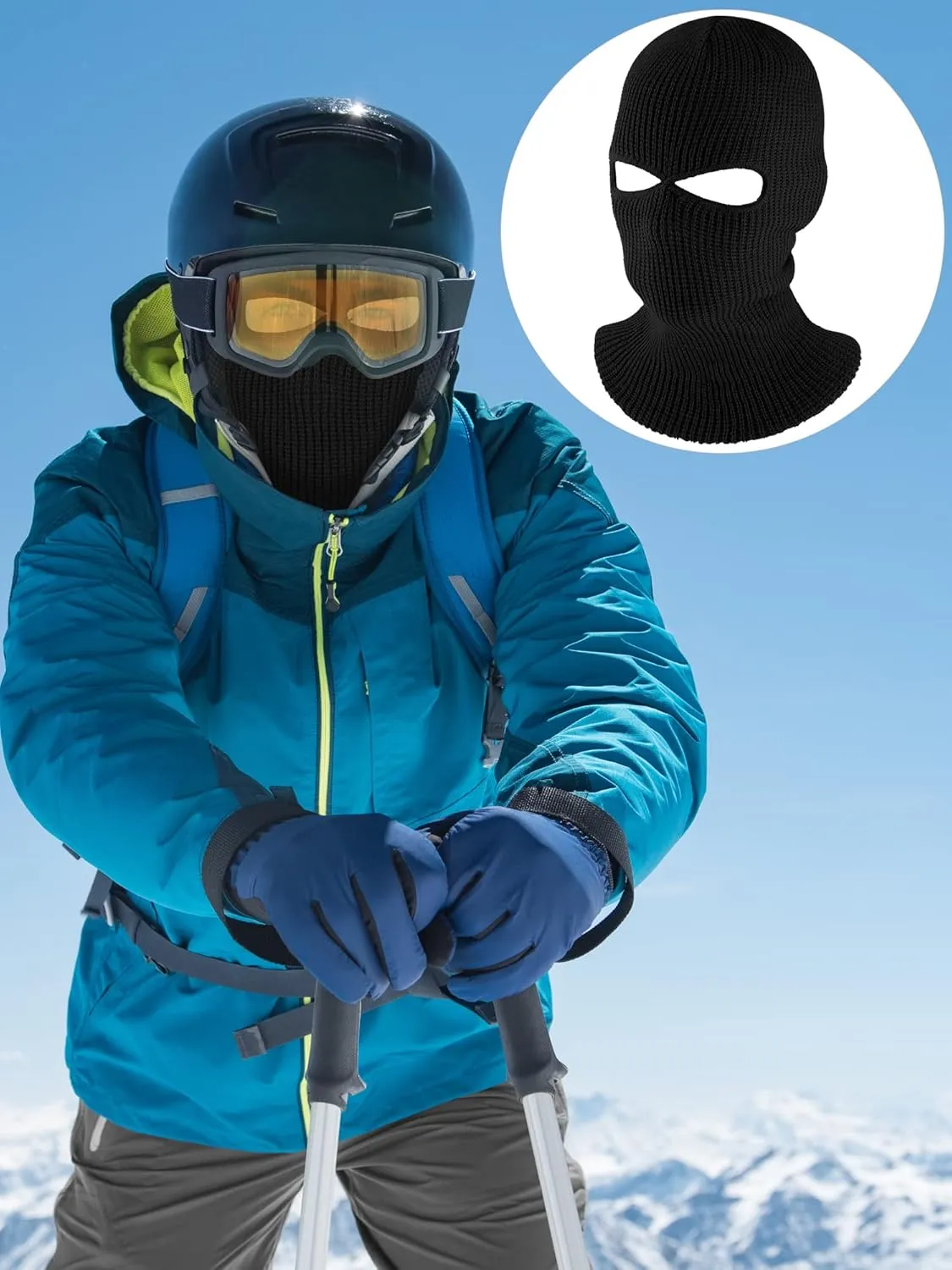 SATINIOR 2-Hole Knitted Ski Mask Full Face Mask Cover Neck Gaiter Winter Balaclava Warm Knit Beanie for Outdoor Sports