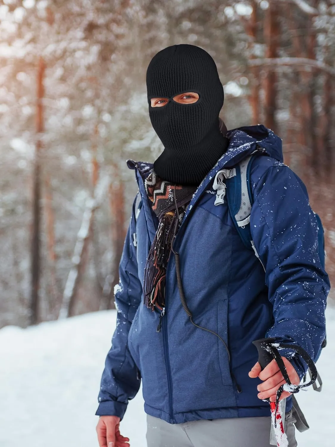SATINIOR 2-Hole Knitted Ski Mask Full Face Mask Cover Neck Gaiter Winter Balaclava Warm Knit Beanie for Outdoor Sports