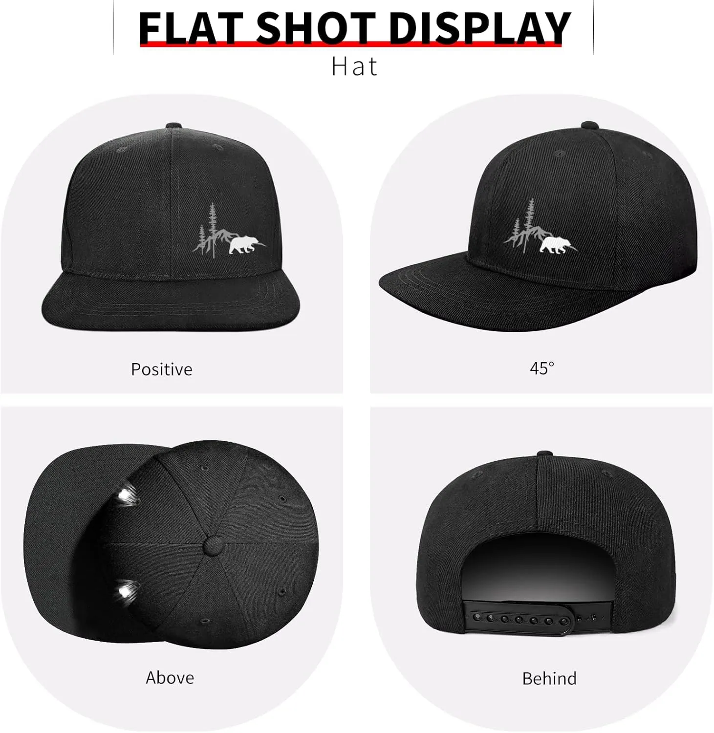 Skull Hat Snapback Hats for Men Boys Skeleton Cap Black Flat Bill Brim Trucker Snap Backpack Hat
