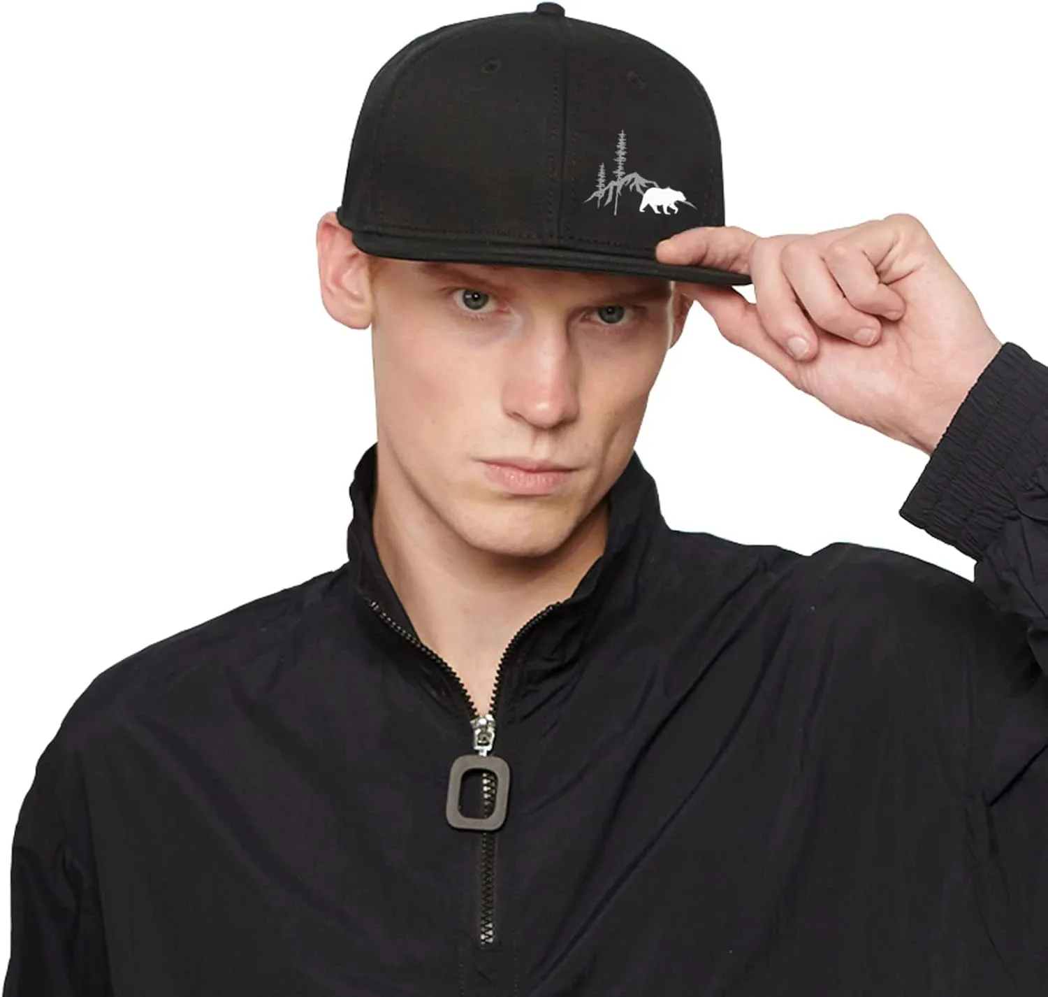 Skull Hat Snapback Hats for Men Boys Skeleton Cap Black Flat Bill Brim Trucker Snap Backpack Hat