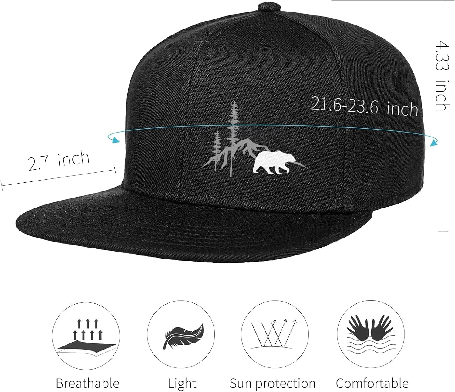 Skull Hat Snapback Hats for Men Boys Skeleton Cap Black Flat Bill Brim Trucker Snap Backpack Hat