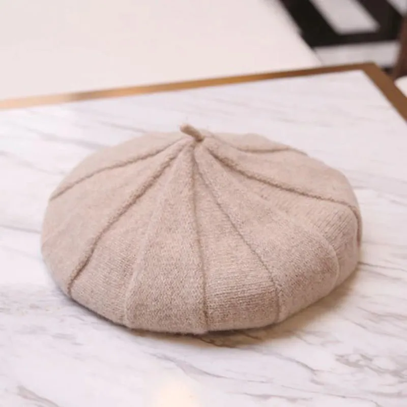 Slouchy Knitted Winter Wool Beret Hats