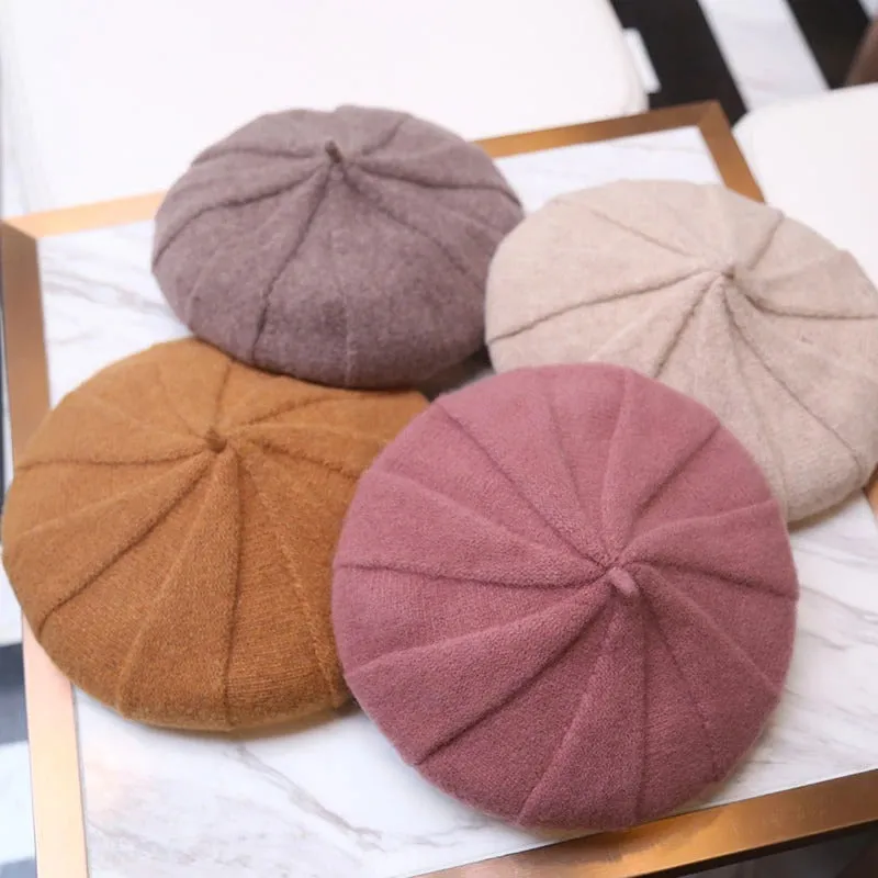Slouchy Knitted Winter Wool Beret Hats