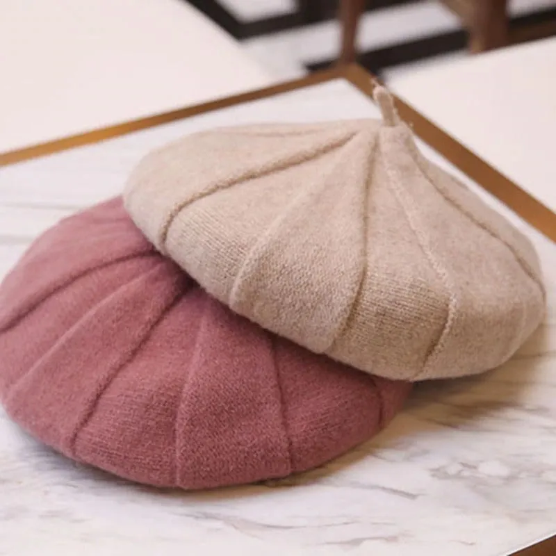 Slouchy Knitted Winter Wool Beret Hats