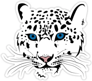 Snow leopard blue eyes sticker decal 5" x 4"