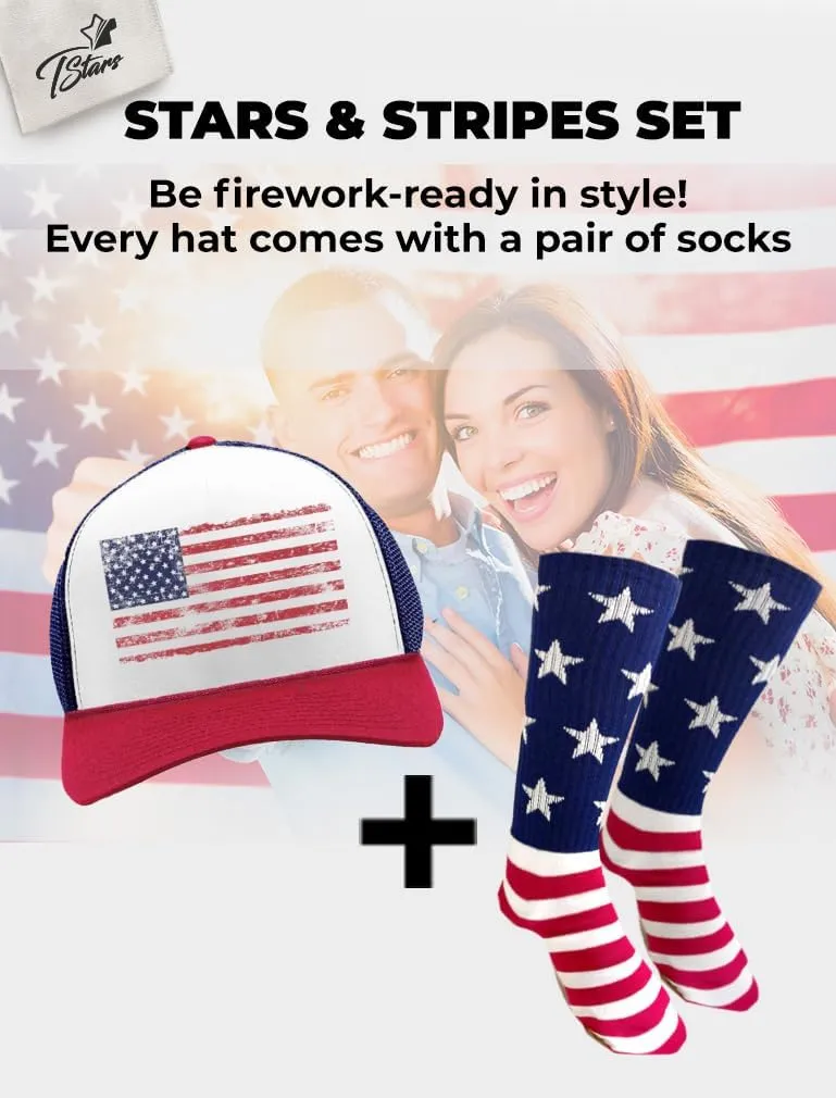 Tstars USA American Flag Hat - 4th of July Patriotic Trucker Cap for Men & Women | Gift for Independence or Memorial Day