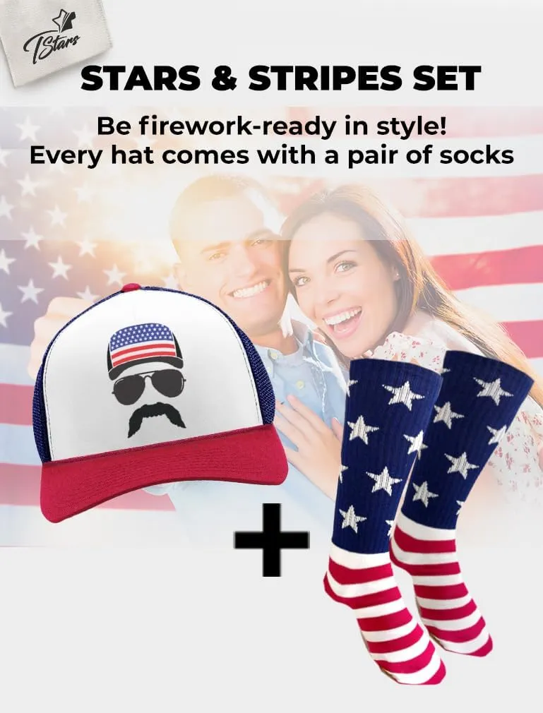 Tstars USA American Flag Hat - 4th of July Patriotic Trucker Cap for Men & Women | Gift for Independence or Memorial Day
