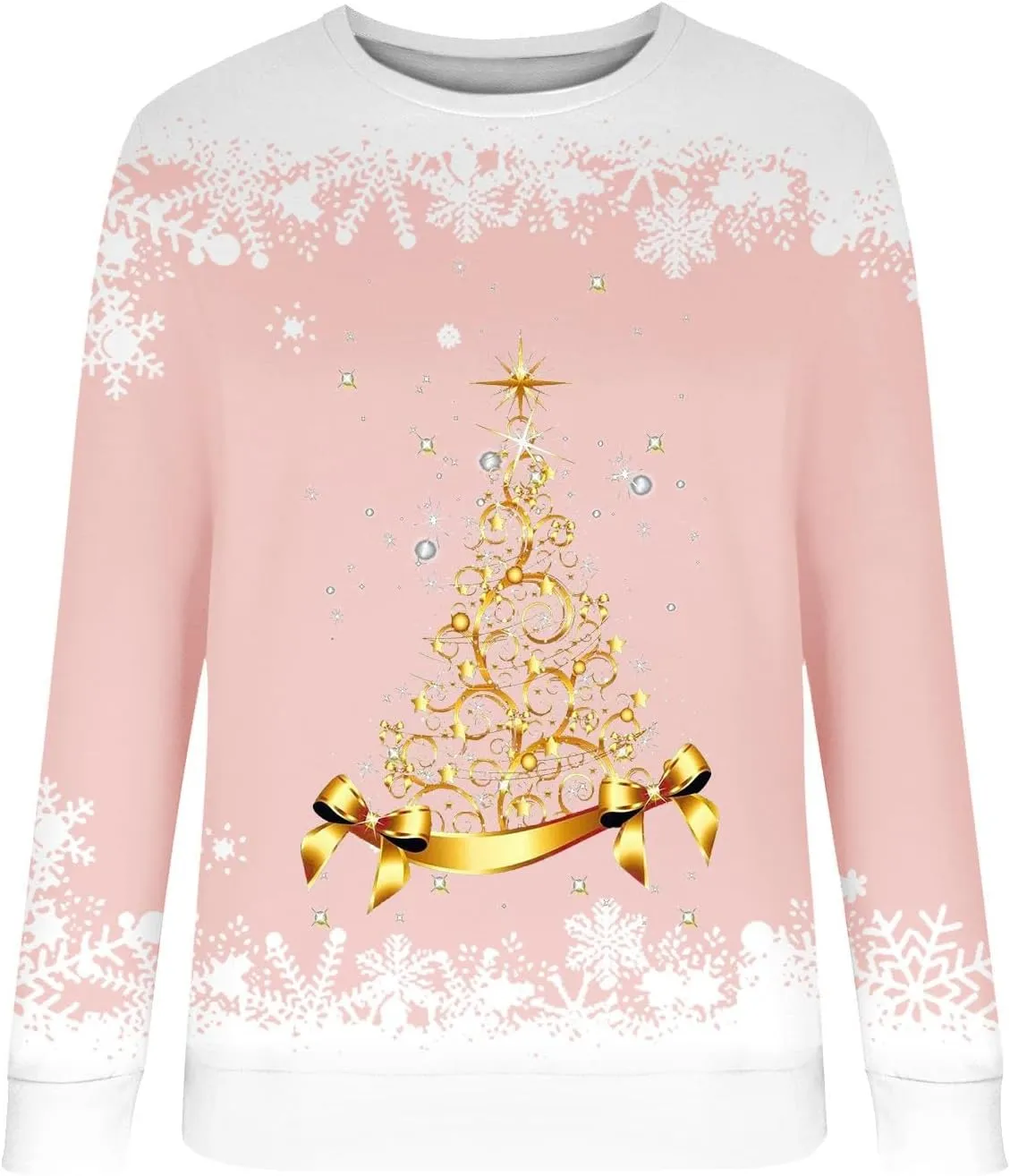 Ugly Christmas Sweater Women Christmas Tree Sweatshirts Long Sleeve Crew Neck Holiday Merry and Br