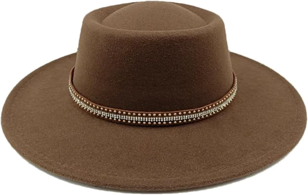 Unisex Fedora Hat Women's Jazz Hat Men's Classic Flat Top Fedora Hat