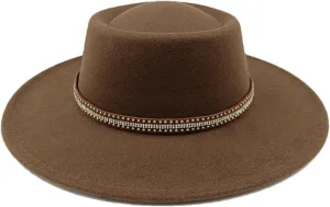 Unisex Fedora Hat Women's Jazz Hat Men's Classic Flat Top Fedora Hat
