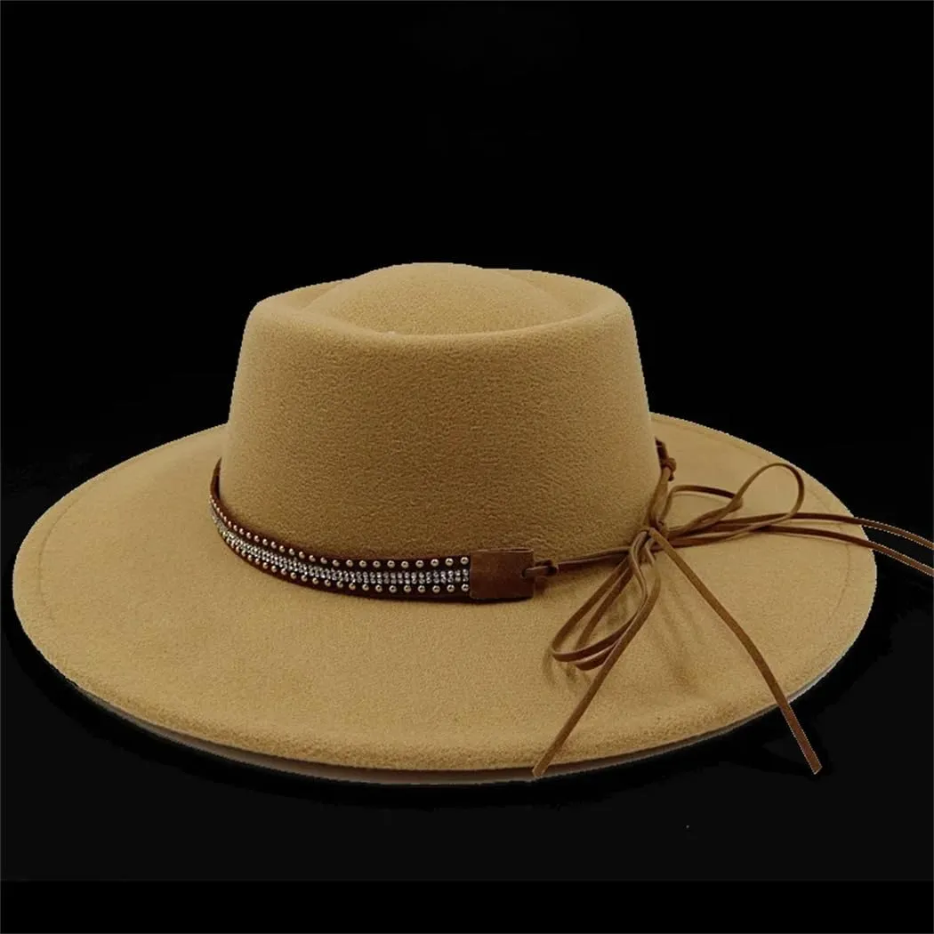 Unisex Fedora Hat Women's Jazz Hat Men's Classic Flat Top Fedora Hat