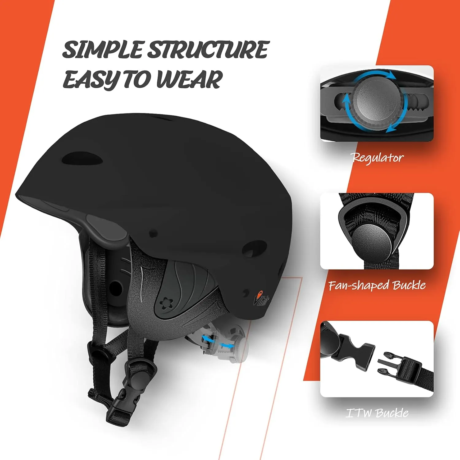 Vihir Adult Water Sports Helmet with Ears - Adjustable Helmet,Perfect for Kayaking, Boating,Surfing