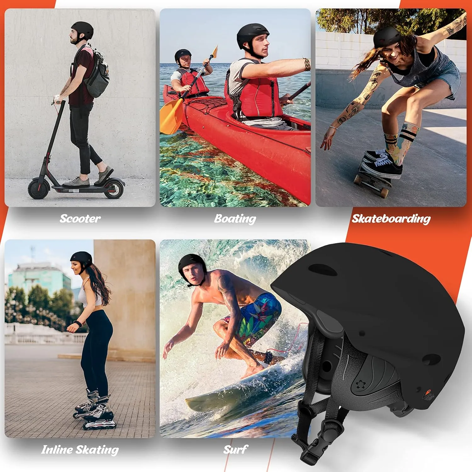 Vihir Adult Water Sports Helmet with Ears - Adjustable Helmet,Perfect for Kayaking, Boating,Surfing